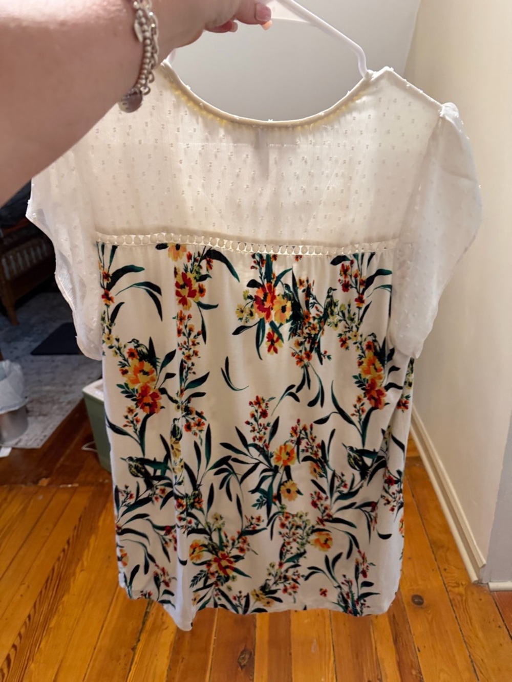 Daniel Rainn  floral cap sleeve blouse M Boho Style - Picture 6 of 9